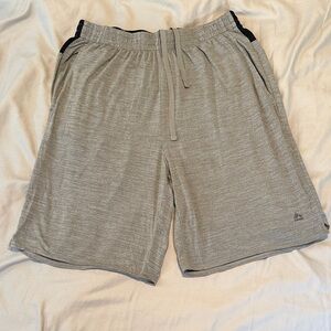RBX Men's Athletic Drawstring Shorts in Light Gray with Black Trim